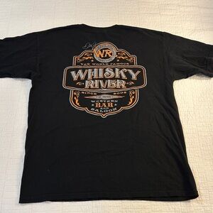 NASCAR Dale Earnhardt Jr Whisky River Bar and Saloon Black Large cotton t shirt